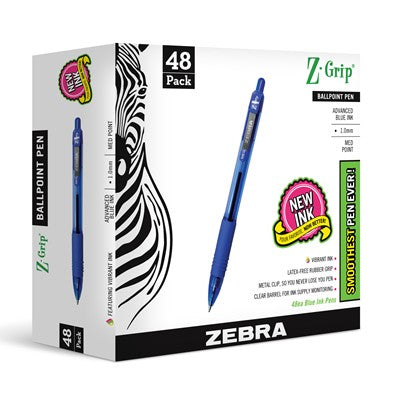 Zebra 22248 Z-Grip Retractable Ballpoint 1.0mm Blue 48pk