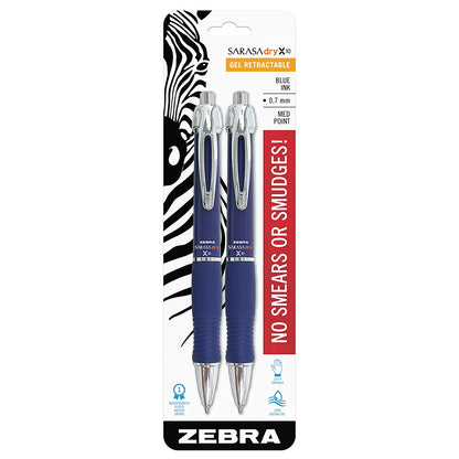 Zebra 42622 GR8 Gel Retractable 0.7mm Blue 2pk