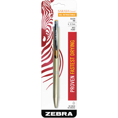 Zebra 45511 Sarasa Grand Retractable 0.7mm Gold Barrel/Black Ink 1pk