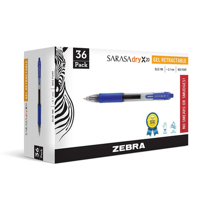 Zebra 46236 Sarasa Gel Retractable RDI 0.7mm Blue 36pk