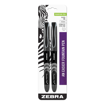 Zebra 48312 Zebra Fountain Pen 0.6mm Black 2pk
