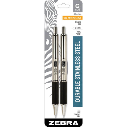 Zebra 49212 G-402 Retractable Gel 0.5mm Black 2pk
