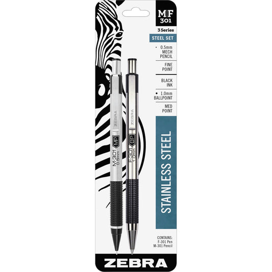 Zebra 57011 M/F 301 Pen/Pencil Black Set