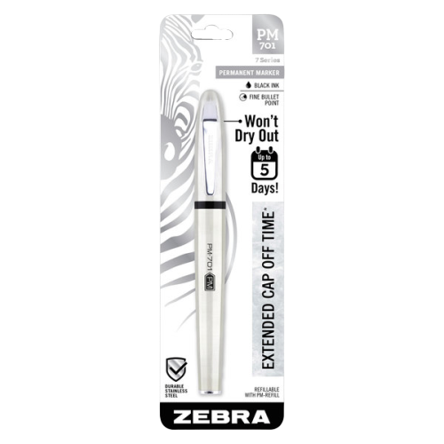 Zebra 65111 PM-701 Permanent Marker Black 1pk