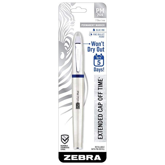 Zebra 65121 PM-701 Permanent Marker Blue 1pk