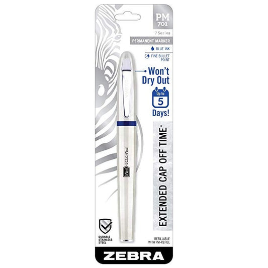 Zebra 65121 PM-701 Permanent Marker Blue 1pk