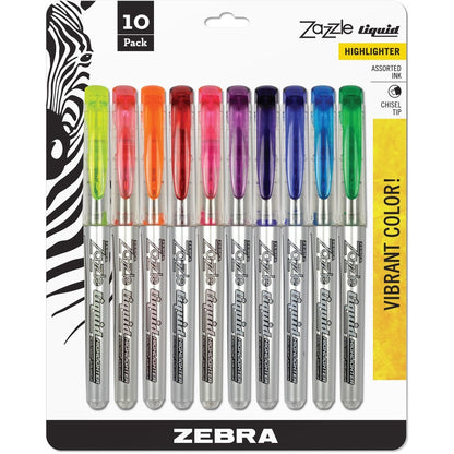 Zebra 71111 Zazzle Liquid Highlighter Assorted 10pk Sleeve Set